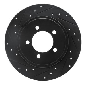 Ford Explorer Brake Rotor (1) - Rear Left - R1 Concepts - Drilled & Slotted - Black - `02-`10
